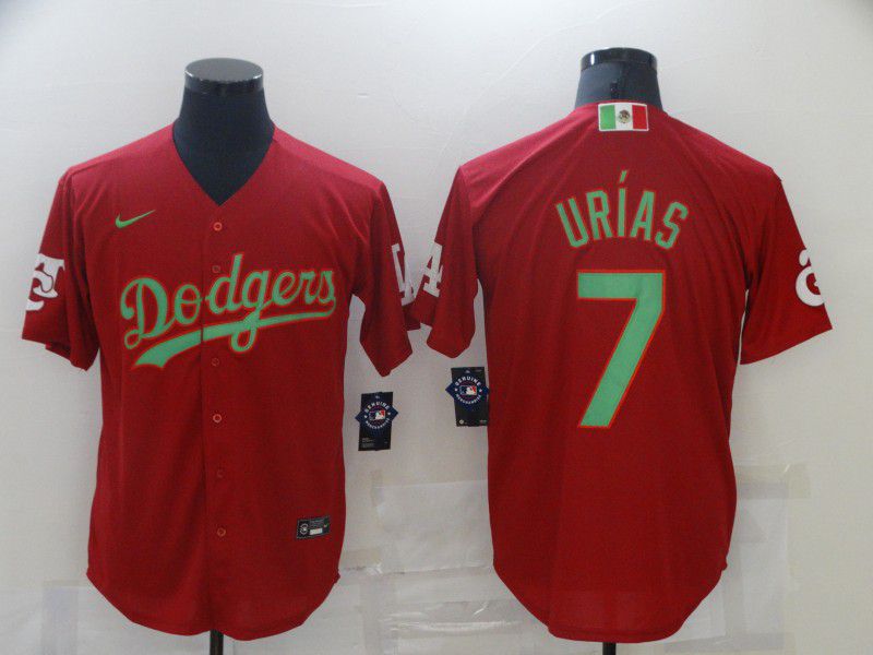 Men Los Angeles Dodgers #7 Urias Red Game New 2021 Nike MLB Jersey